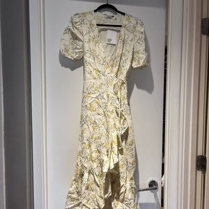 & Other Stories Ruffle Floral Linen Wrap Dress Size 8 NWT